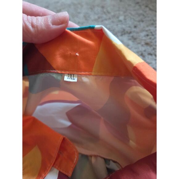 PLUS Abstract Print Ruffle Button Down Dress - Picture 3 of 3